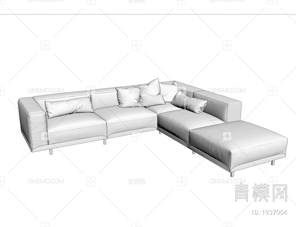 布艺转角多人沙发3D模型下载【ID:1937054】