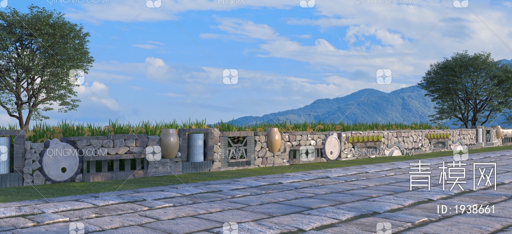 乡村景墙围墙3D模型下载【ID:1938661】