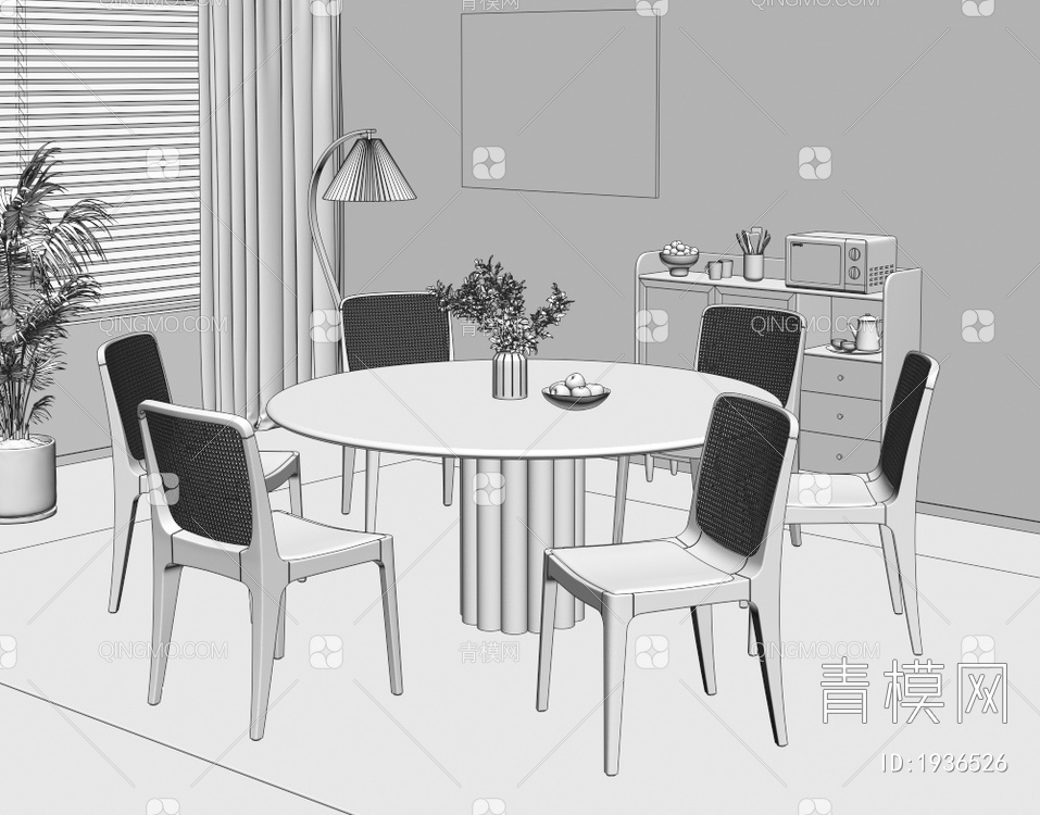 餐桌椅组合3D模型下载【ID:1936526】