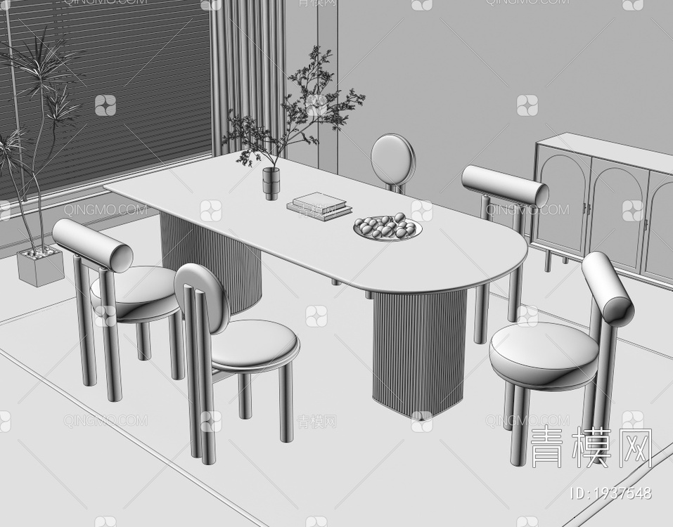 餐桌椅组合3D模型下载【ID:1937548】