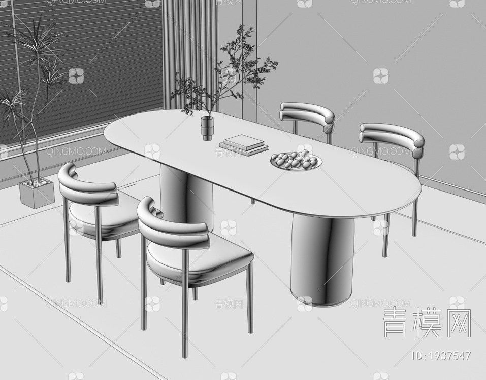 餐桌椅组合3D模型下载【ID:1937547】