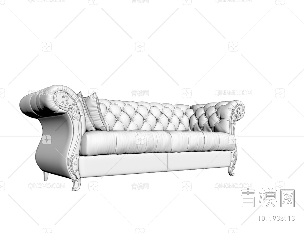 布艺双人沙发3D模型下载【ID:1938113】