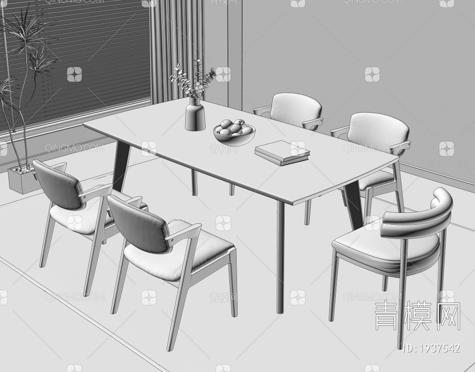 餐桌椅组合3D模型下载【ID:1937542】