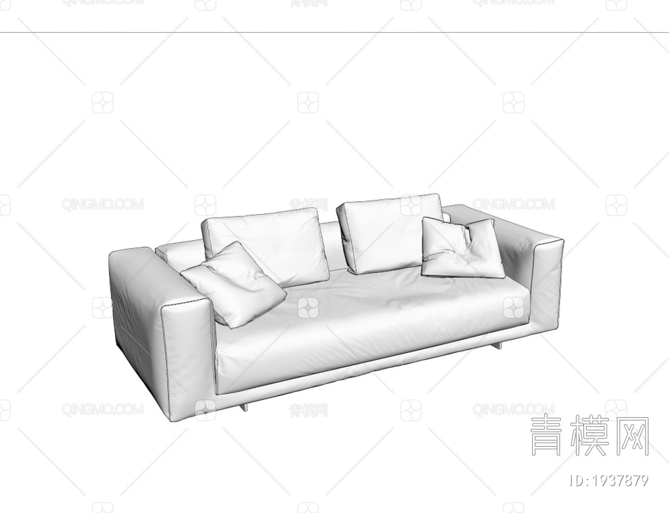 红色真皮双人沙发3D模型下载【ID:1937879】