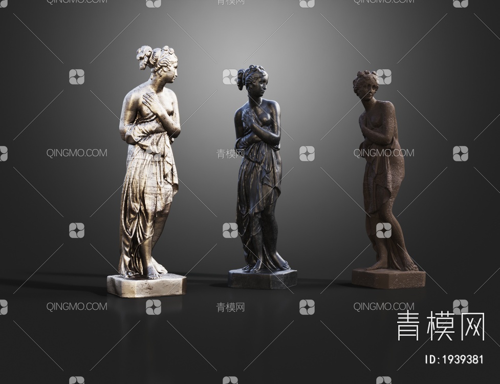 人物金属雕塑摆件3D模型下载【ID:1939381】