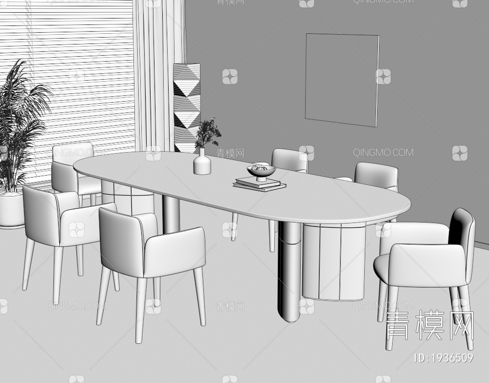 餐桌椅组合3D模型下载【ID:1936509】