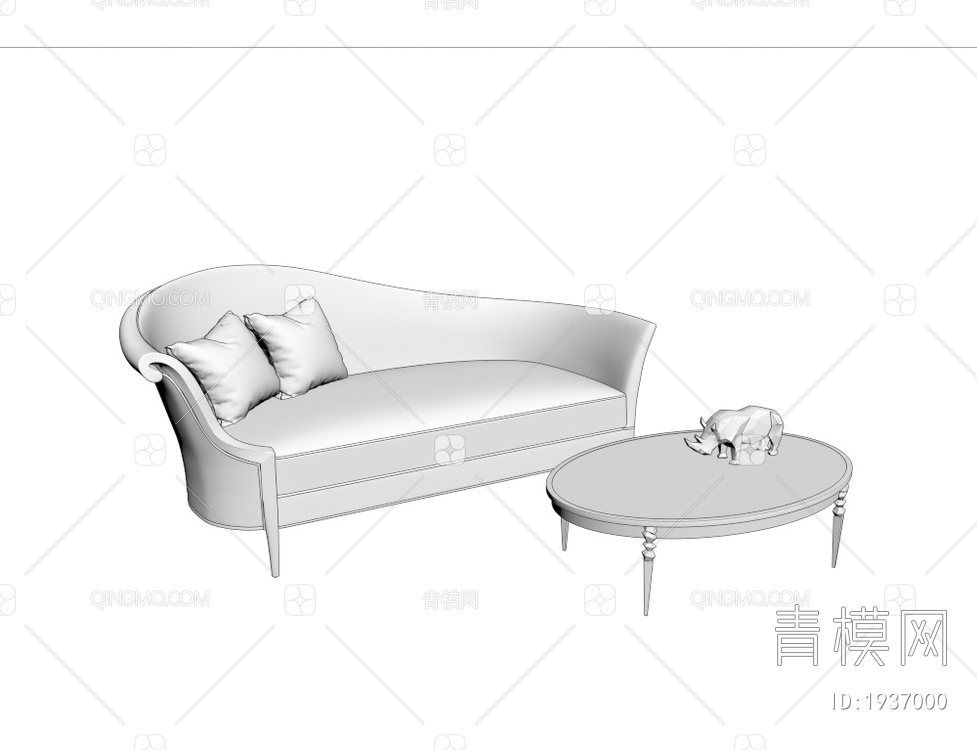 沙发茶几组合3D模型下载【ID:1937000】
