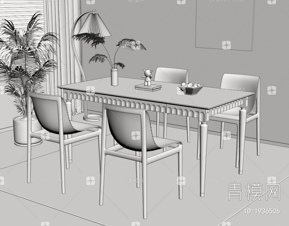 餐桌椅组合3D模型下载【ID:1936506】