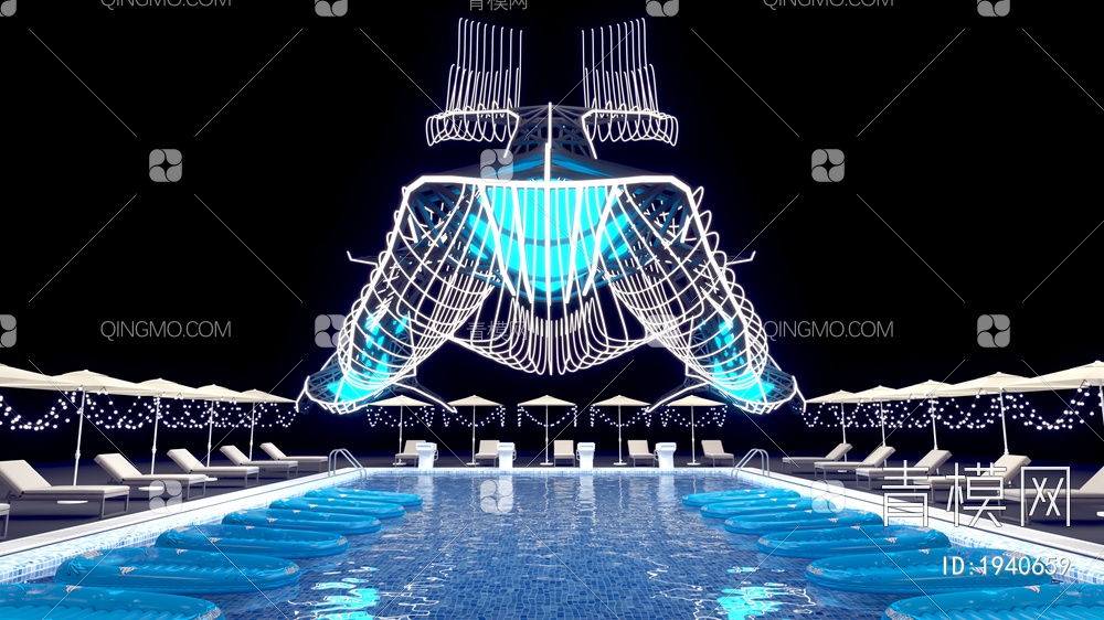夏日泳池派对艺术鲸鱼3D模型下载【ID:1940659】