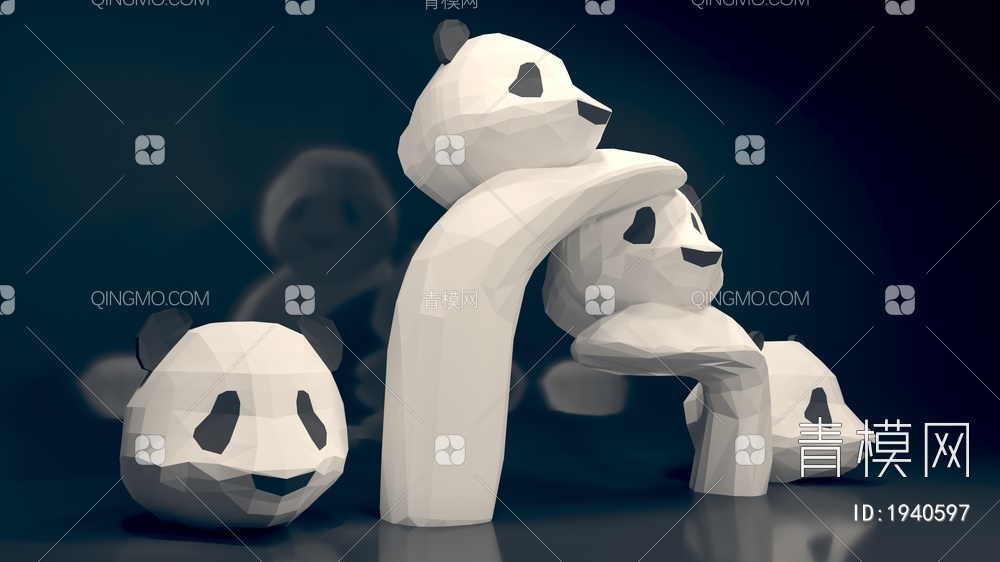 艺术熊猫造型互动合影3D模型下载【ID:1940597】