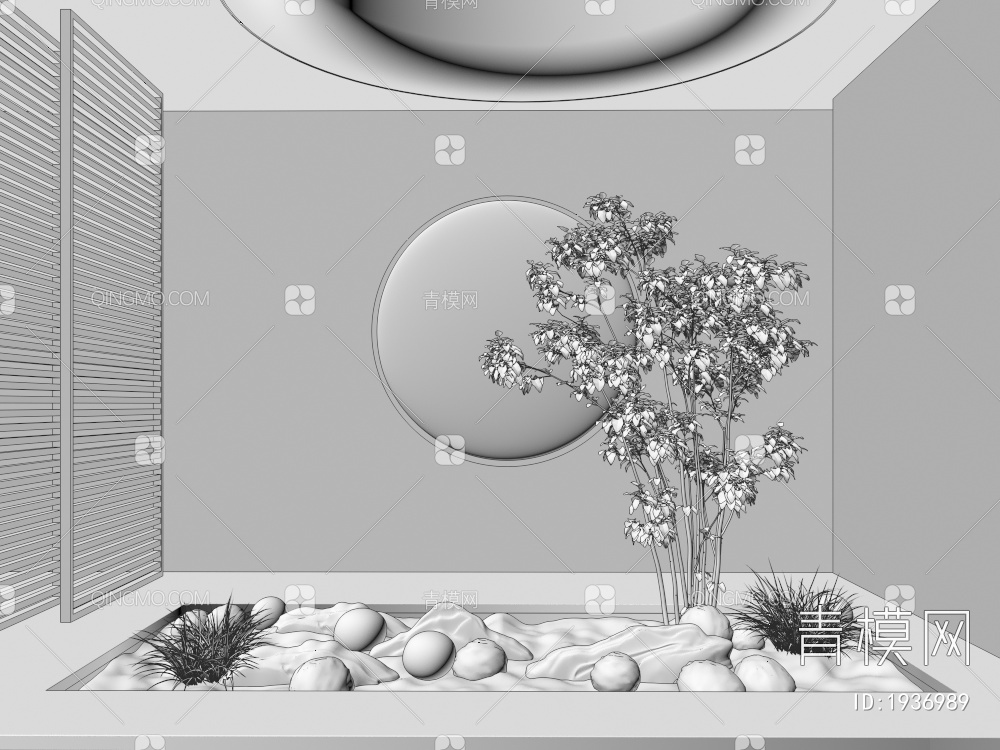 室内组团小景  植物堆 球形灌木 苔藓球  带花灌木植物组合-vr3D模型下载【ID:1936989】