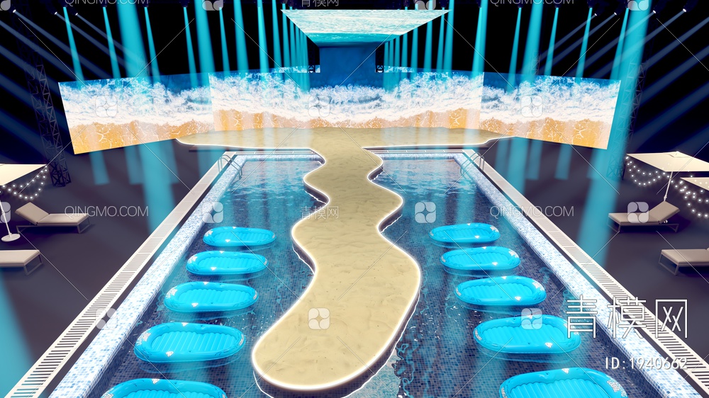 泳池派对舞台3D模型下载【ID:1940662】