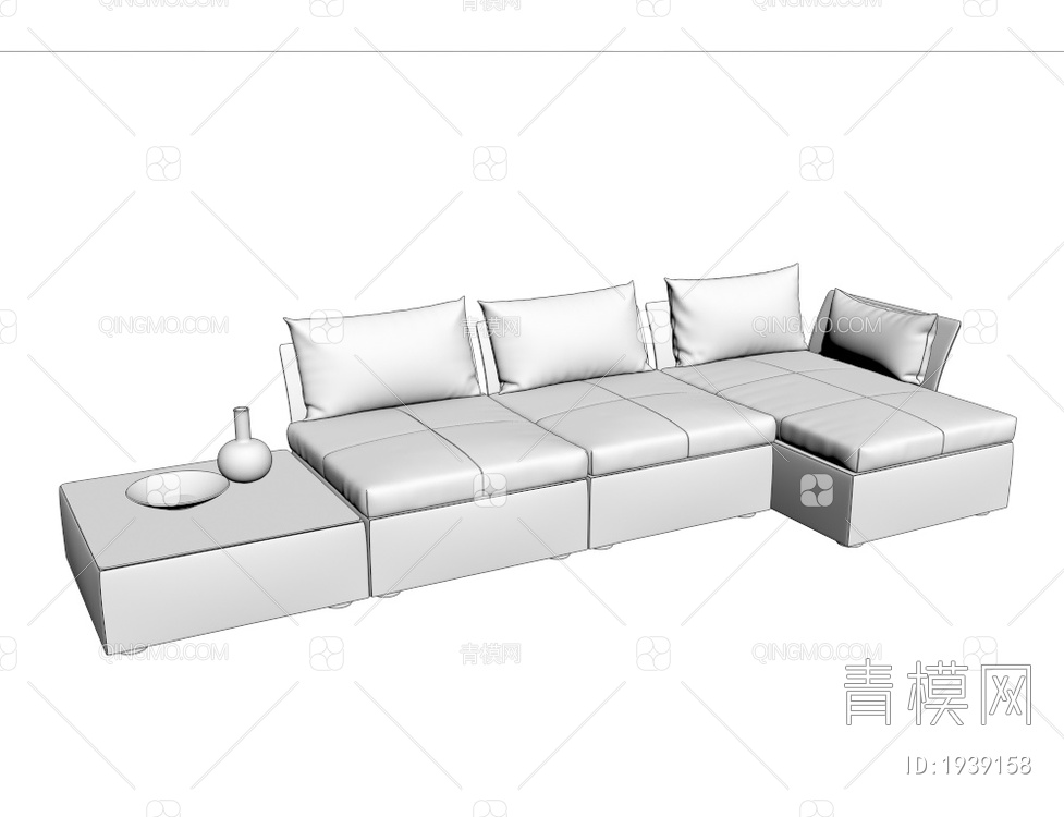 棕色真皮多人转角沙发3D模型下载【ID:1939158】