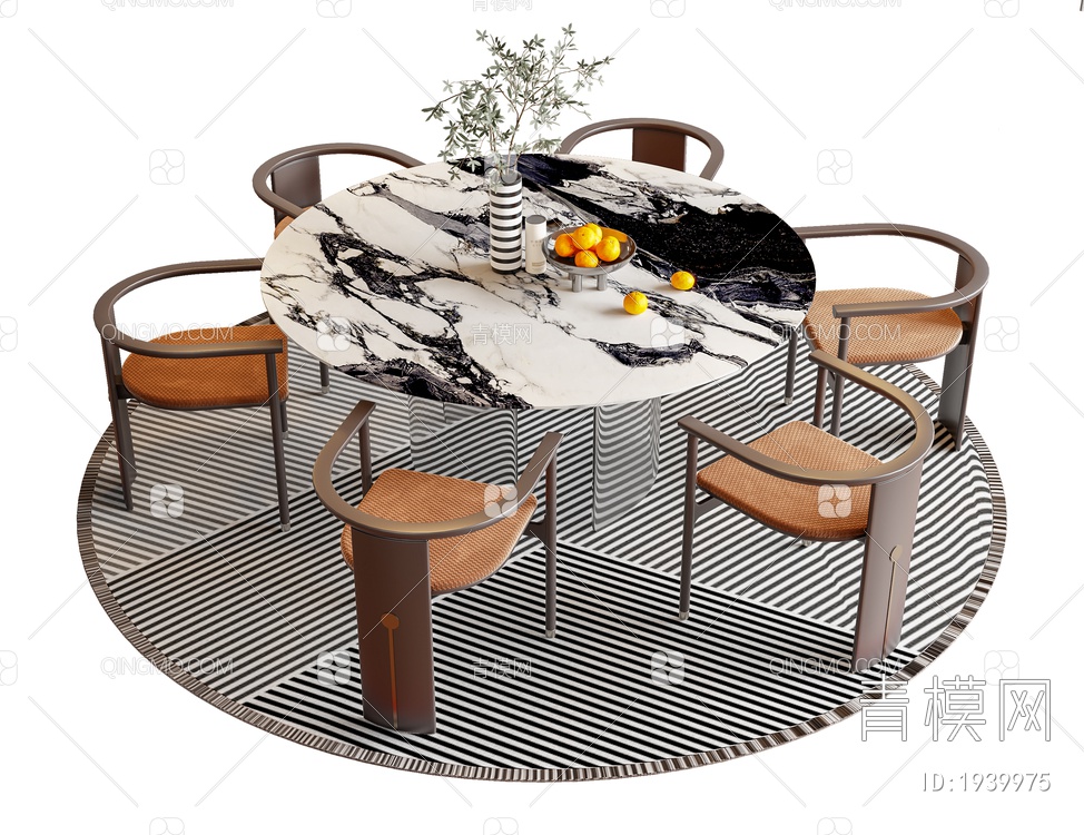餐桌椅组合SU模型下载【ID:1939975】