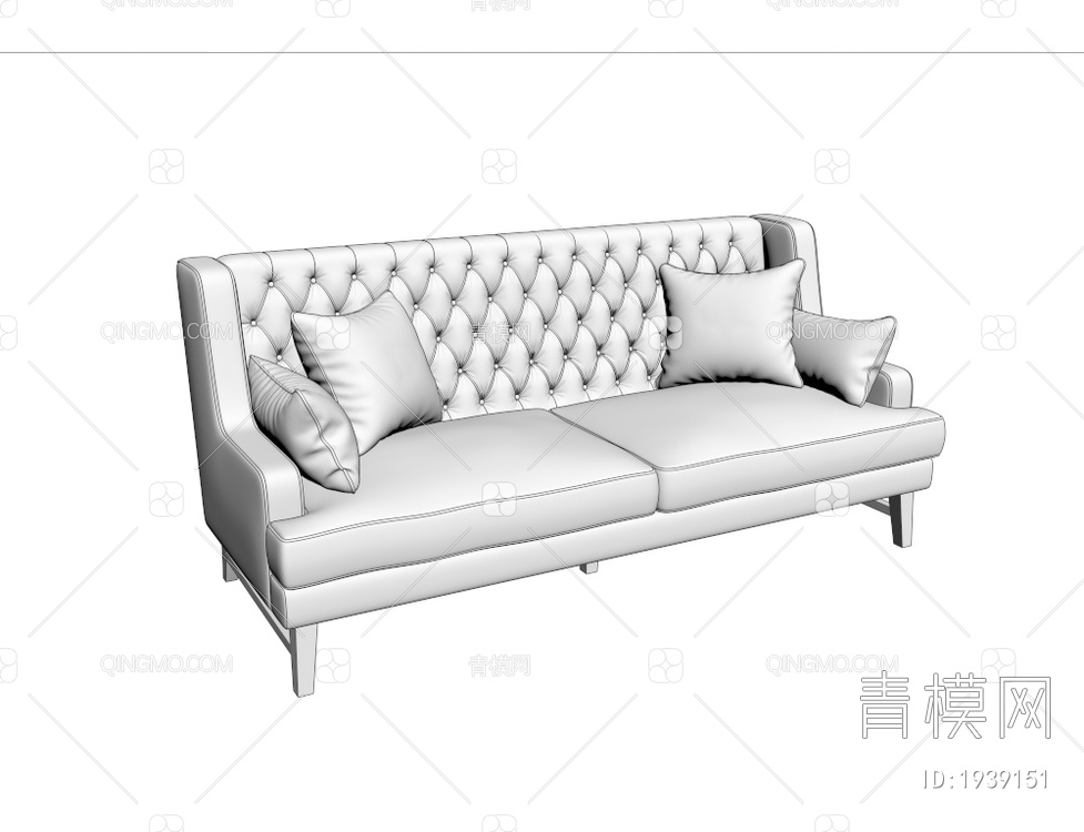 布艺双人沙发3D模型下载【ID:1939151】