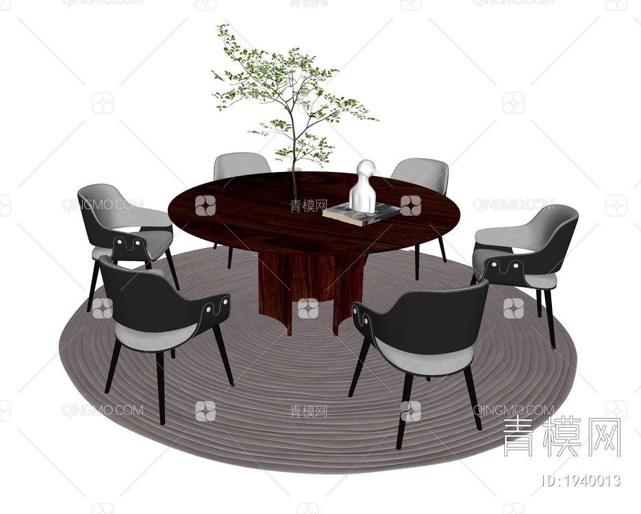 餐桌椅组合SU模型下载【ID:1940013】