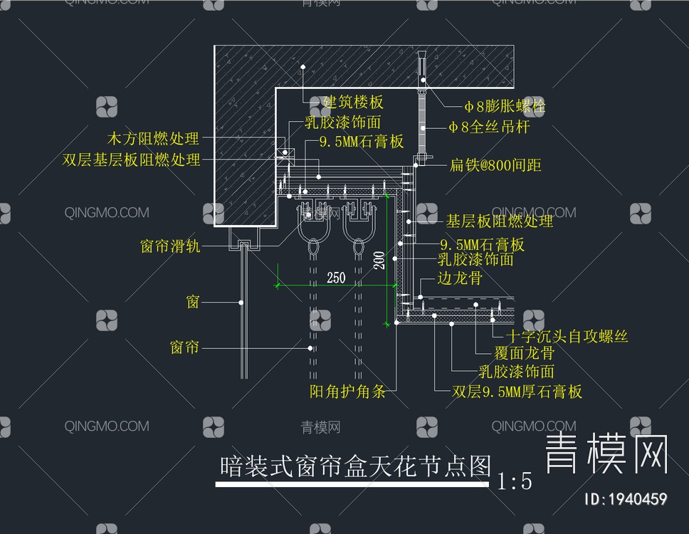 窗帘盒天花节点图【ID:1940459】