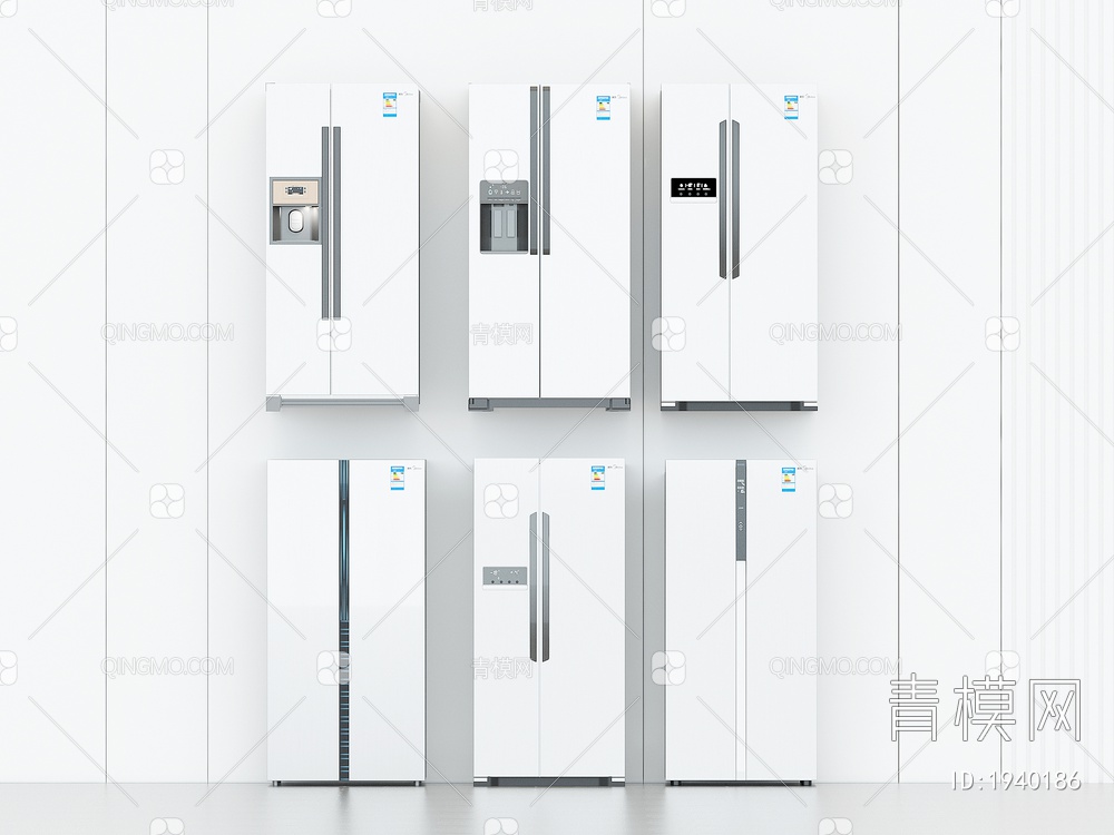 冰箱，家用电器，双开门冰箱3D模型下载【ID:1940186】