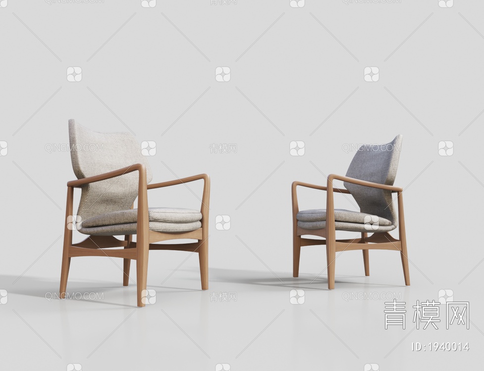 实木单人休闲椅 靠椅 扶手椅3D模型下载【ID:1940014】