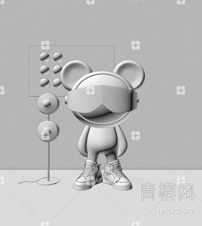 小熊潮玩雕塑装饰摆件3D模型下载【ID:1937690】