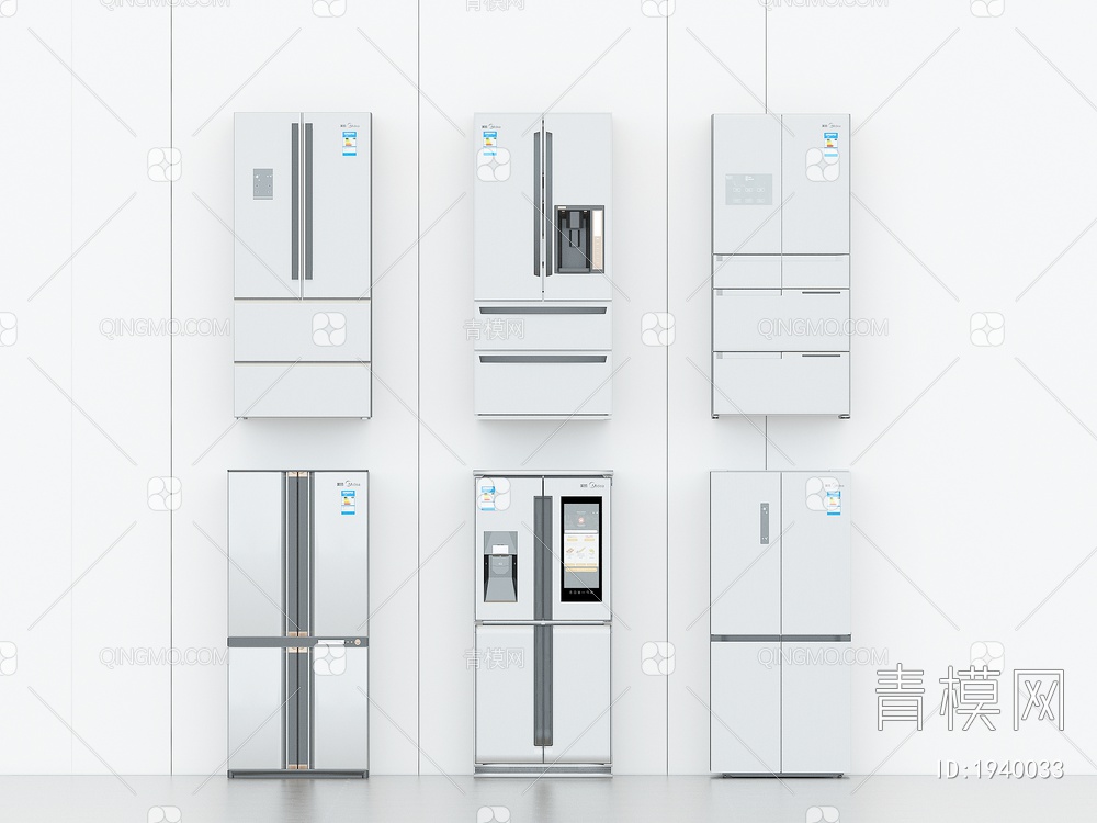 冰箱，家用电器，厨房电器，单开门冰箱，双开门冰箱，四门冰箱3D模型下载【ID:1940033】
