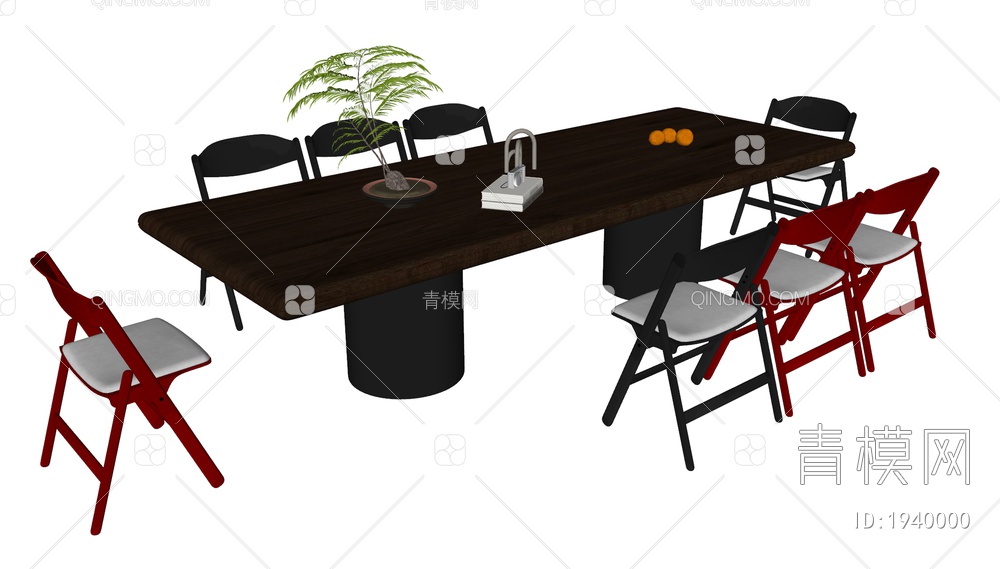 餐桌椅组合SU模型下载【ID:1940000】