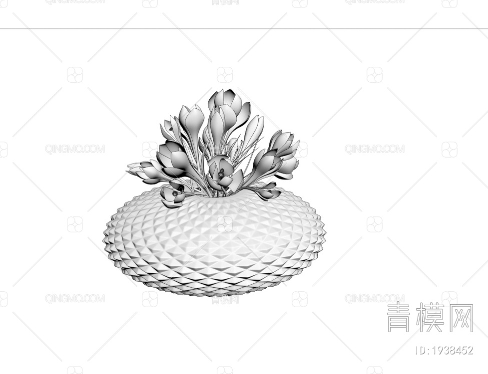 金属花瓶花艺3D模型下载【ID:1938452】