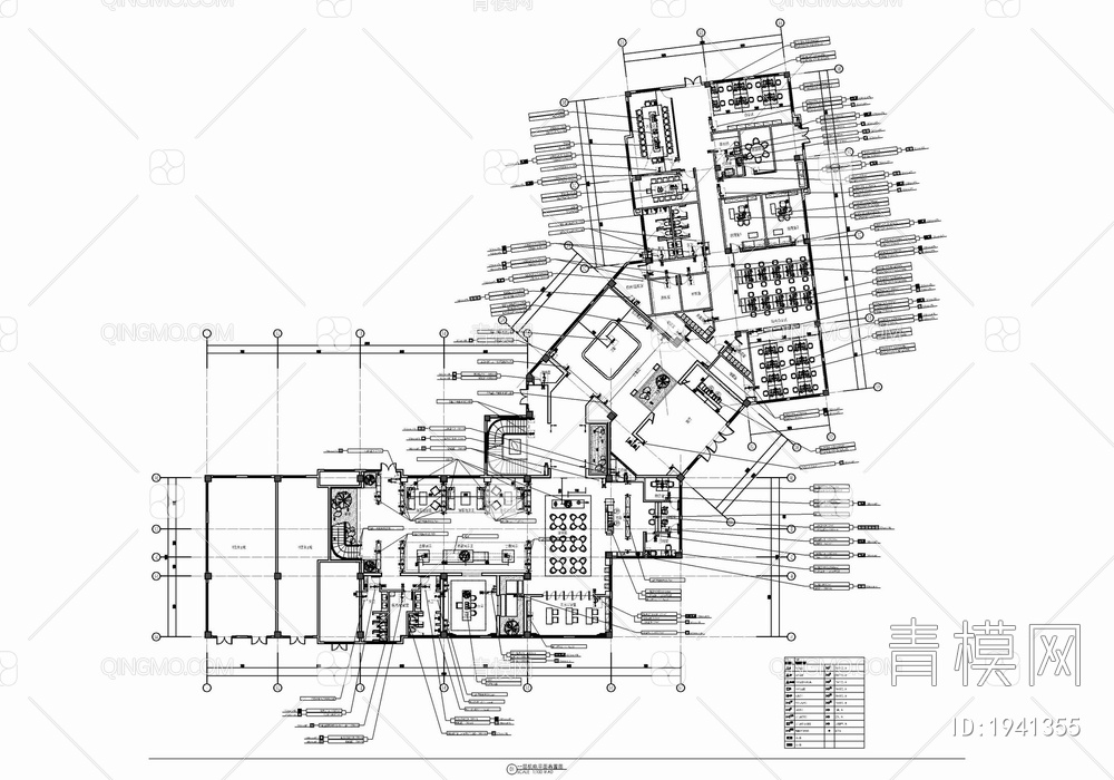 1500㎡售楼处及办公室施工图 销售中心 营销中心  售楼部 办公室【ID:1941355】