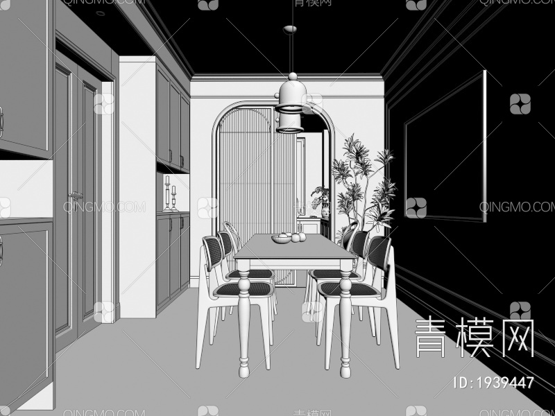 复古餐厅3D模型下载【ID:1939447】
