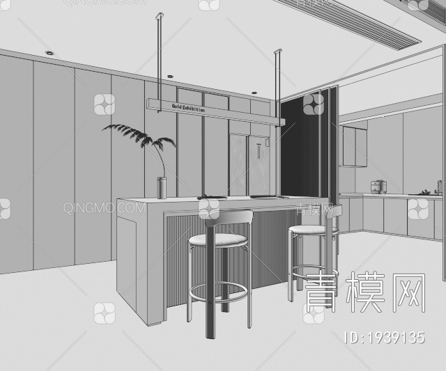 餐厅，酒柜，吧台，水吧3D模型下载【ID:1939135】