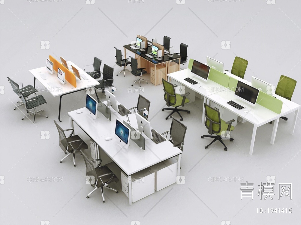 办公桌椅组合3D模型下载【ID:1941415】