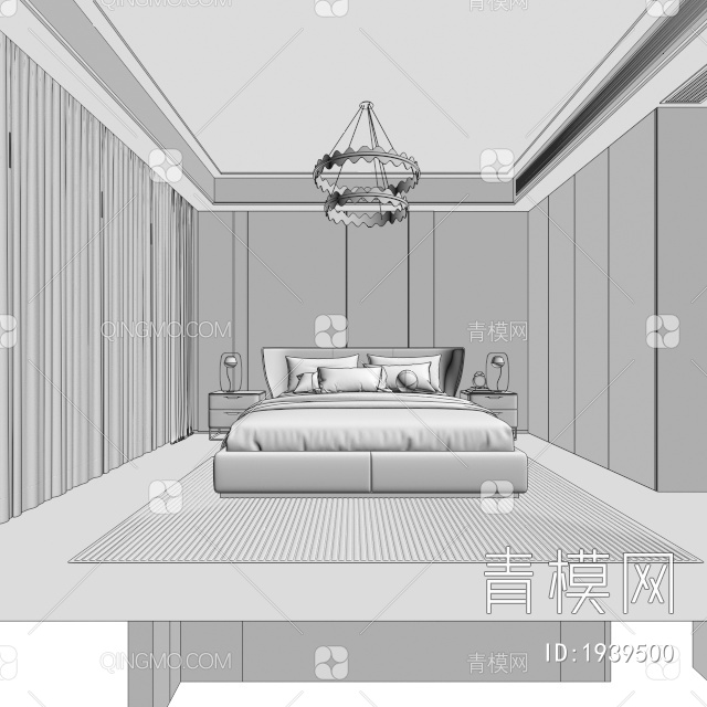 卧室，主人房，主卧3D模型下载【ID:1939500】