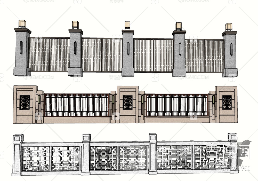 石材栏杆SU模型下载【ID:1941950】