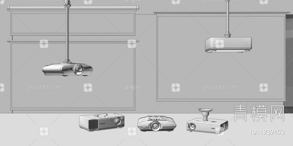 投影仪幕布组合3D模型下载【ID:1939453】