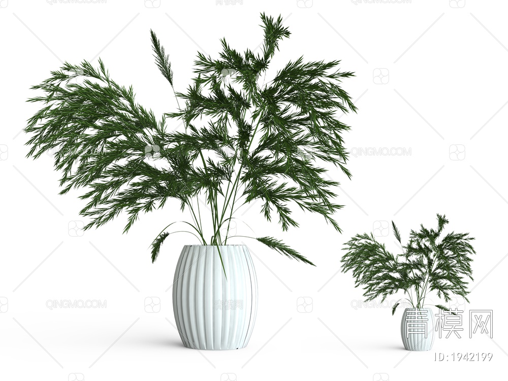 绿色植物 竹叶盆栽3D模型下载【ID:1942199】