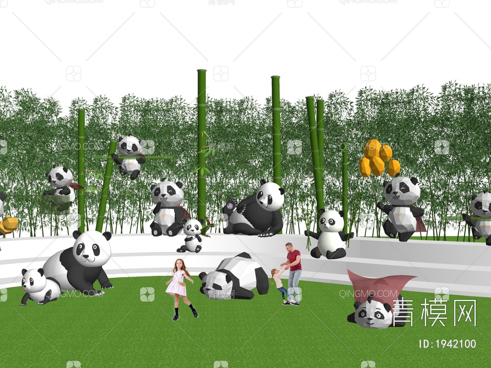 熊猫雕塑SU模型下载【ID:1942100】