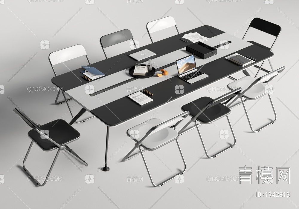 会议桌椅组合 洽谈桌椅3D模型下载【ID:1942813】