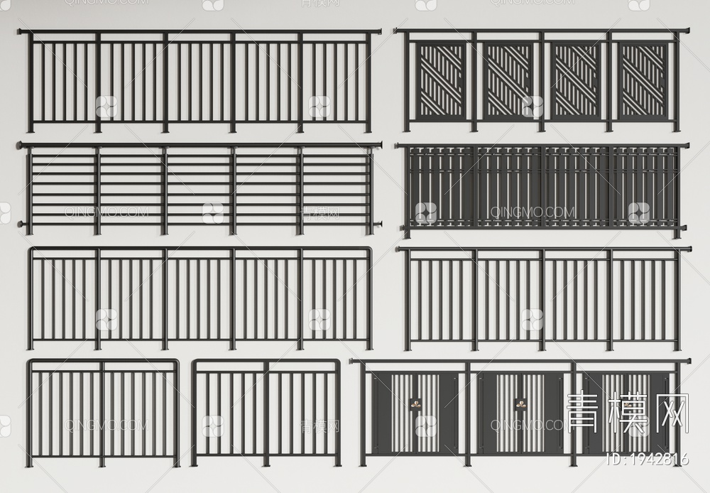 铁艺栏杆 围栏护栏 阳台护栏3D模型下载【ID:1942816】