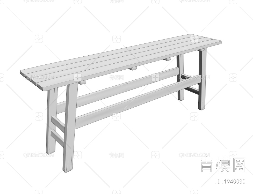 实木长板凳3D模型下载【ID:1940030】