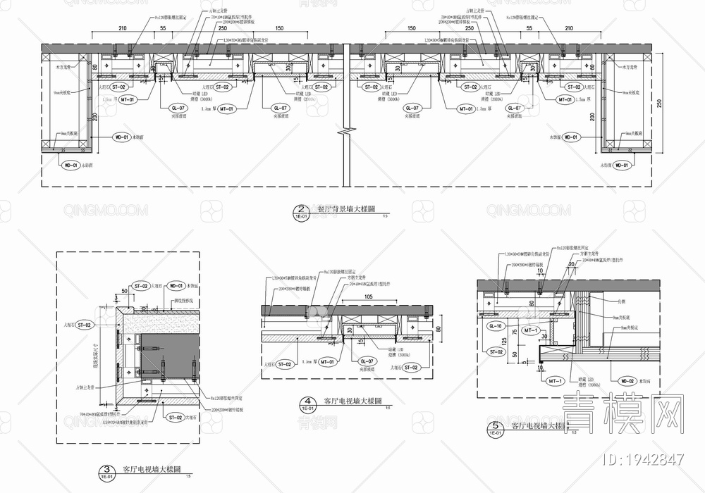 上叠别墅家装施工图 别墅 叠墅 家装 洋房 样板房【ID:1942847】