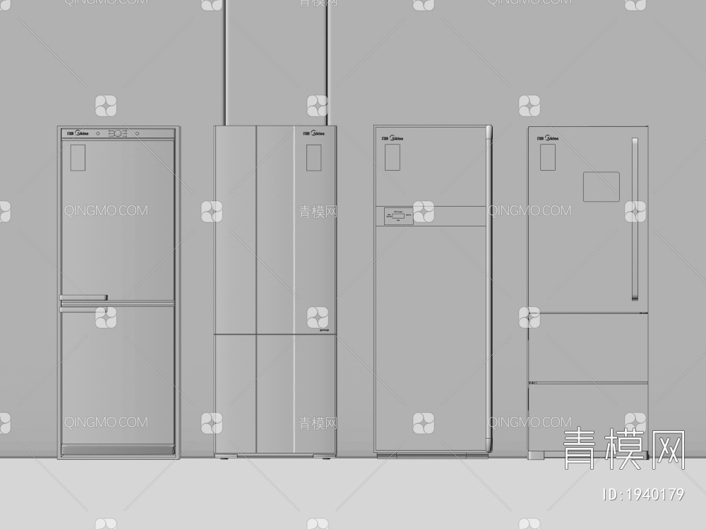 冰箱，家用电器，单开门冰箱3D模型下载【ID:1940179】