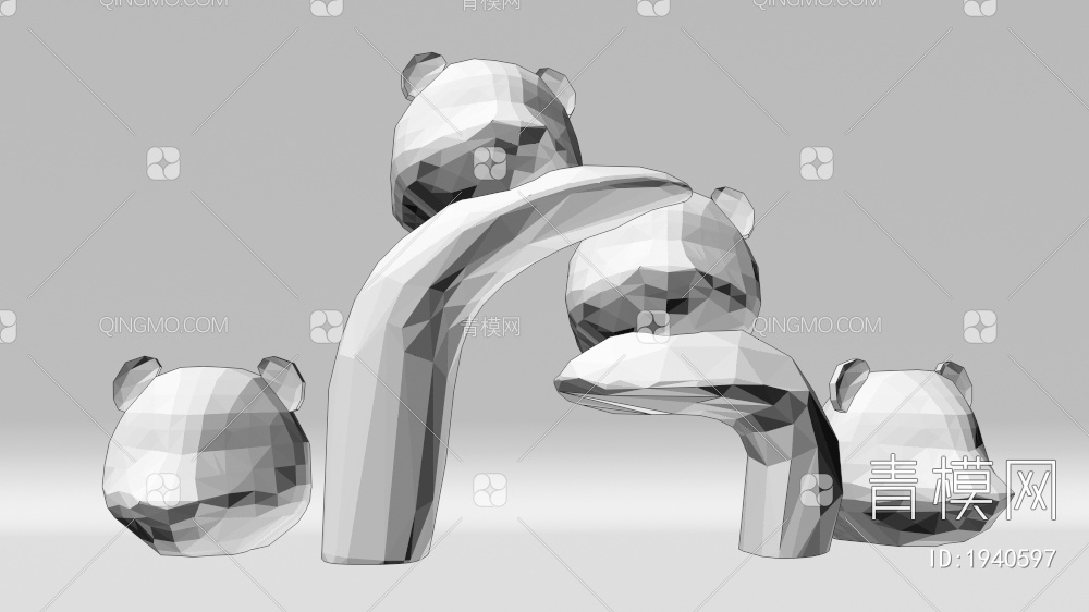 艺术熊猫造型互动合影3D模型下载【ID:1940597】
