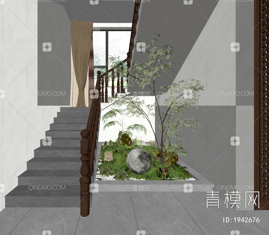楼梯间 景观SU模型下载【ID:1942676】