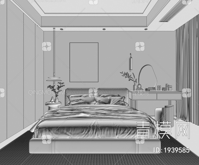 卧室，主人房，主卧3D模型下载【ID:1939585】