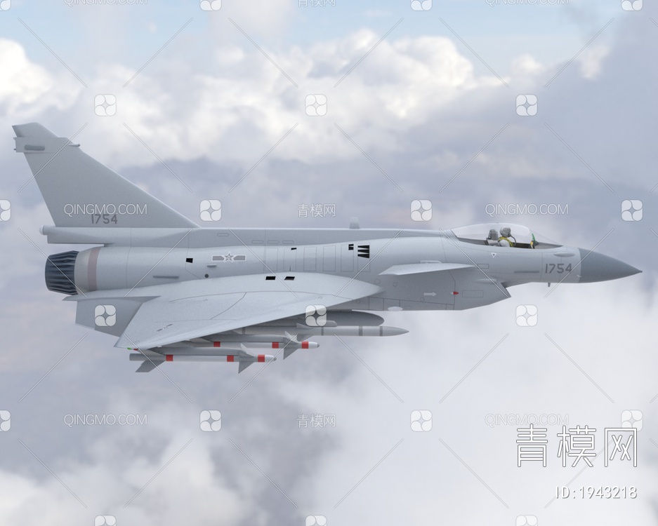 中国歼10猛龙单座单发第三代战斗机3D模型下载【ID:1943218】