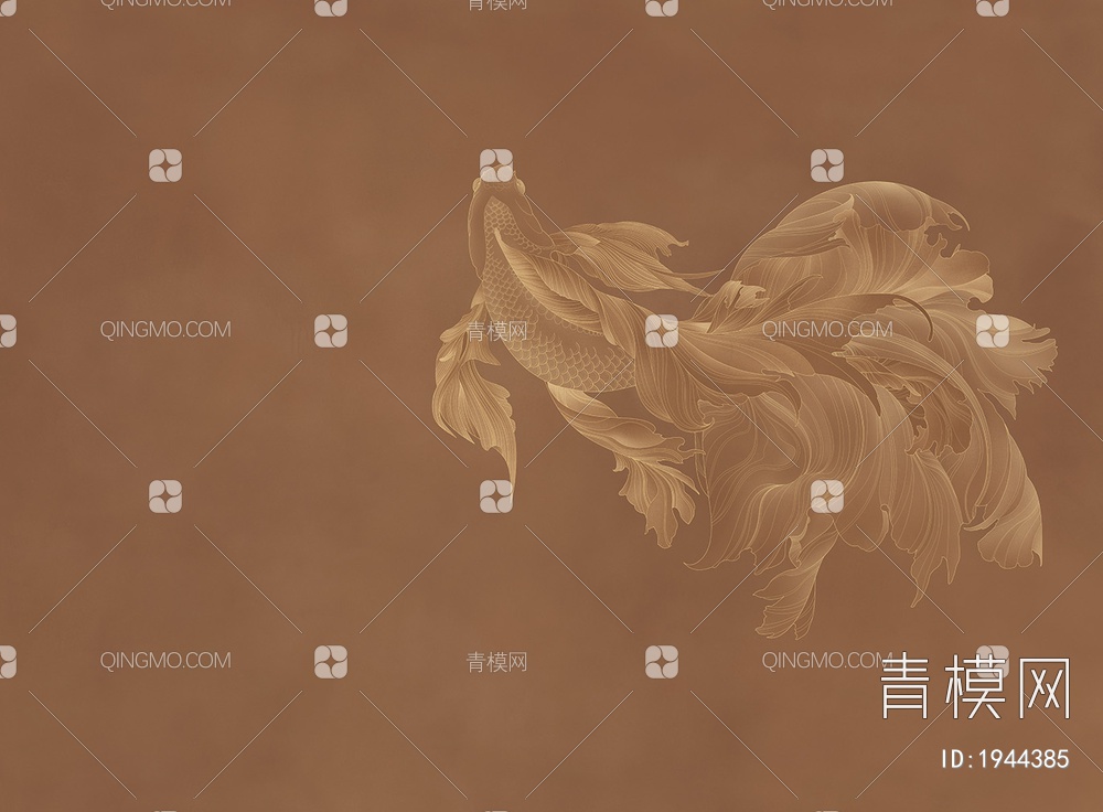 中式壁纸 金鱼贴图下载【ID:1944385】