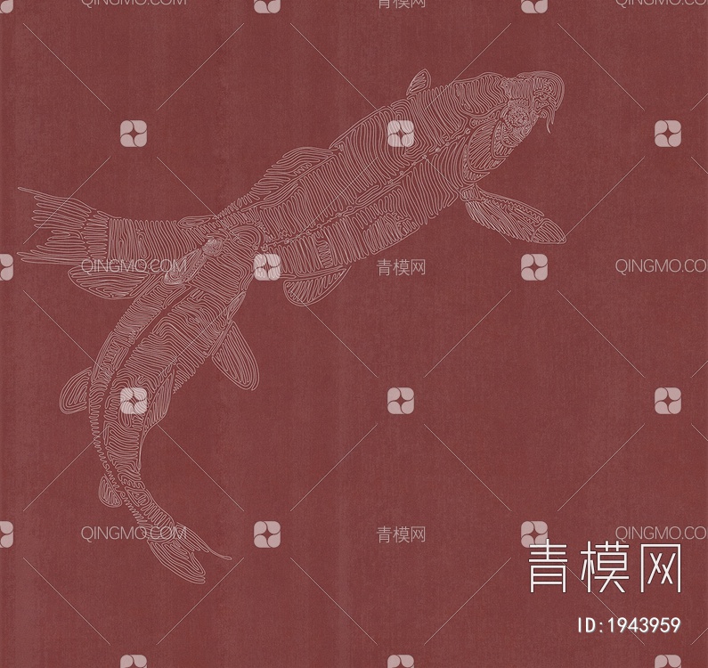 中式壁纸  鱼贴图下载【ID:1943959】