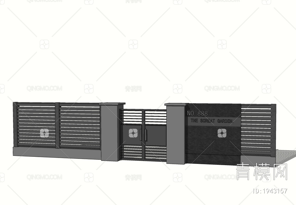 庭院入口大门SU模型下载【ID:1943157】