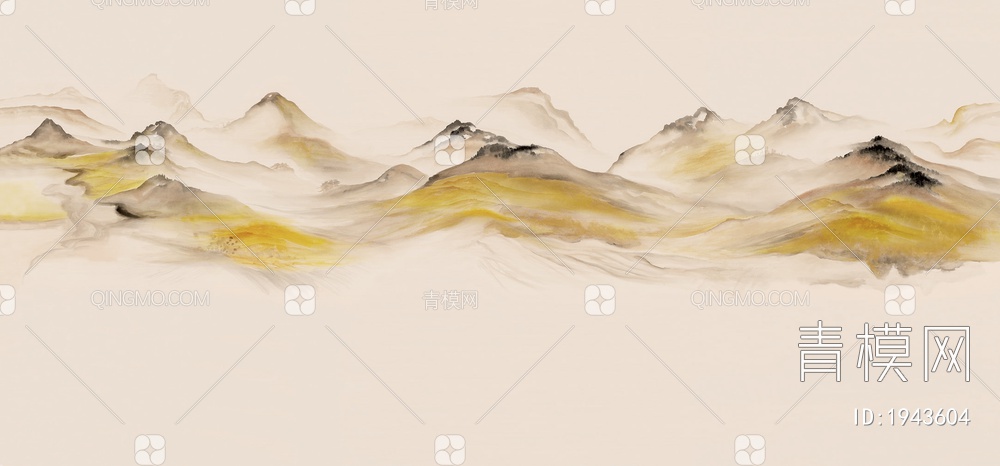 中式山水壁画，壁纸贴图下载【ID:1943604】