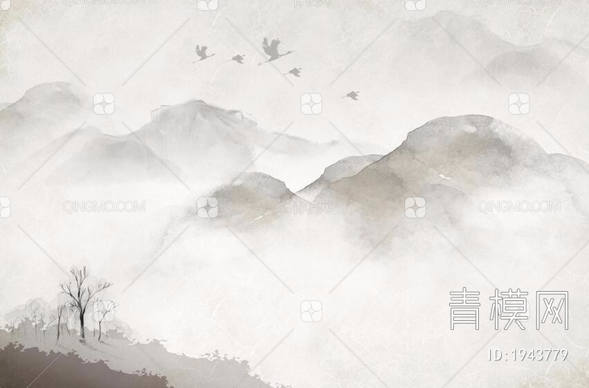 新中式山水画贴图下载【ID:1943779】
